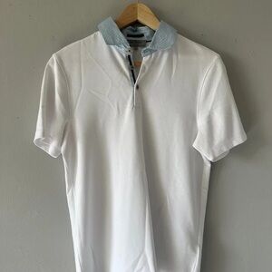 Classic White Polo Shirt with Blue Accents
